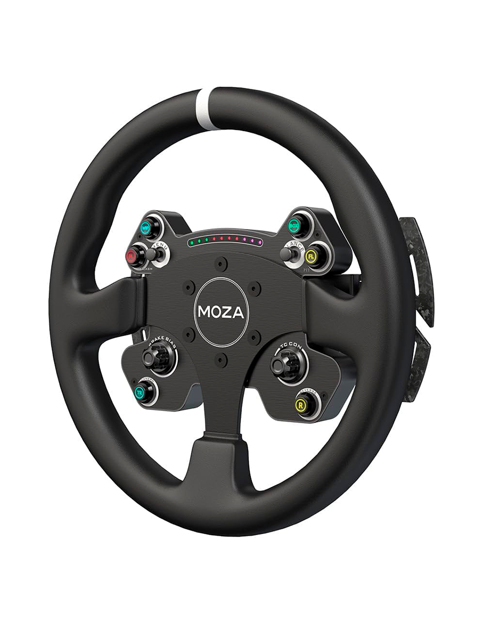 MOZA CS V2P — Volante de 13" con Paletas Magnéticas, Luces RGB y Diseño Profesional
