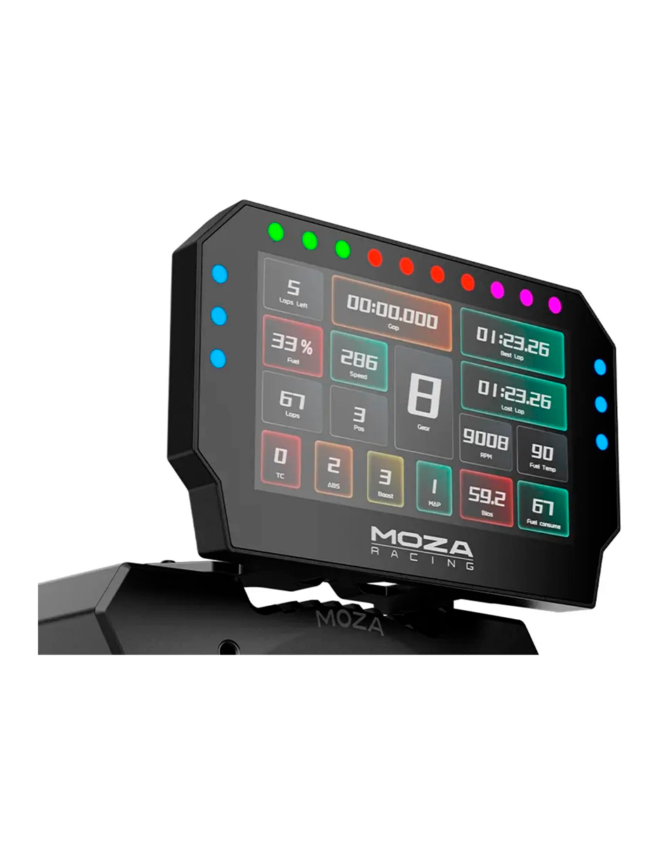 MOZA CM2 HD Racing Dash — Pantalla de Carreras de 5" con Indicadores RGB, Interfaz Personalizable y Conectividad Universal