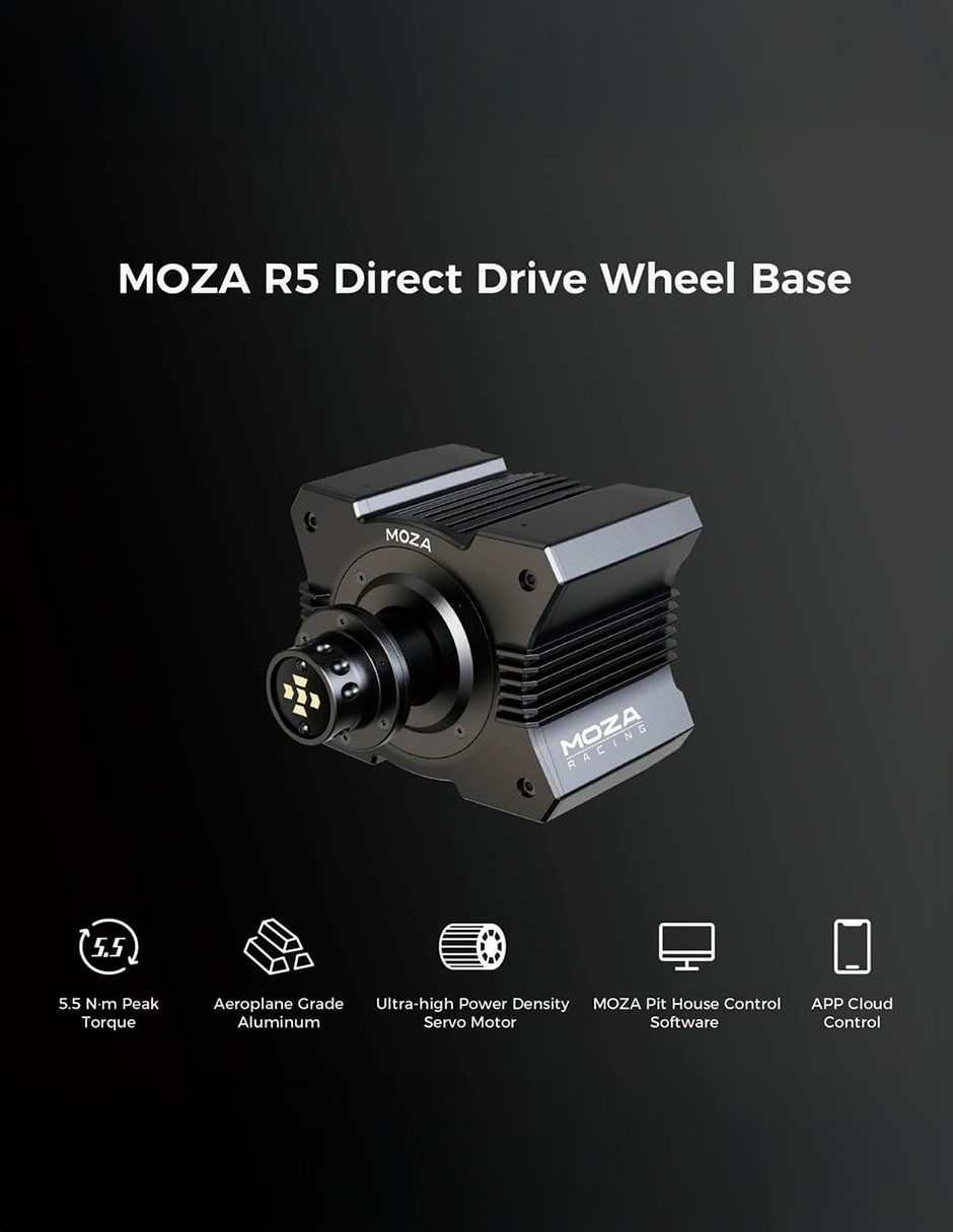 MOZA R5 Racing Bundle con Volante Direct Drive y Pedales — Licenciado para Xbox y Compatible con PC