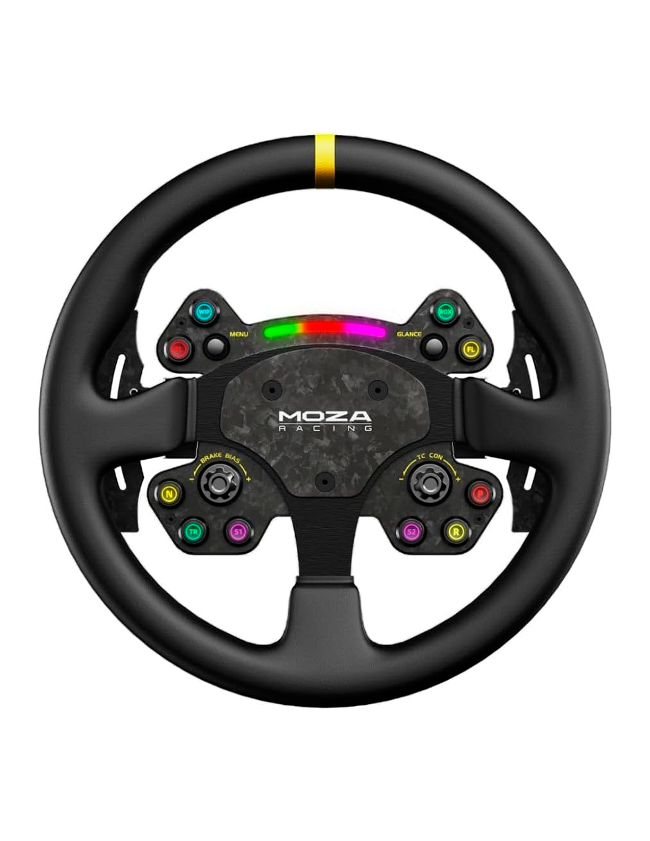MOZA RS V2 — Volante de 13” con Paletas Magnéticas, Luces RGB y Acabado Profesional